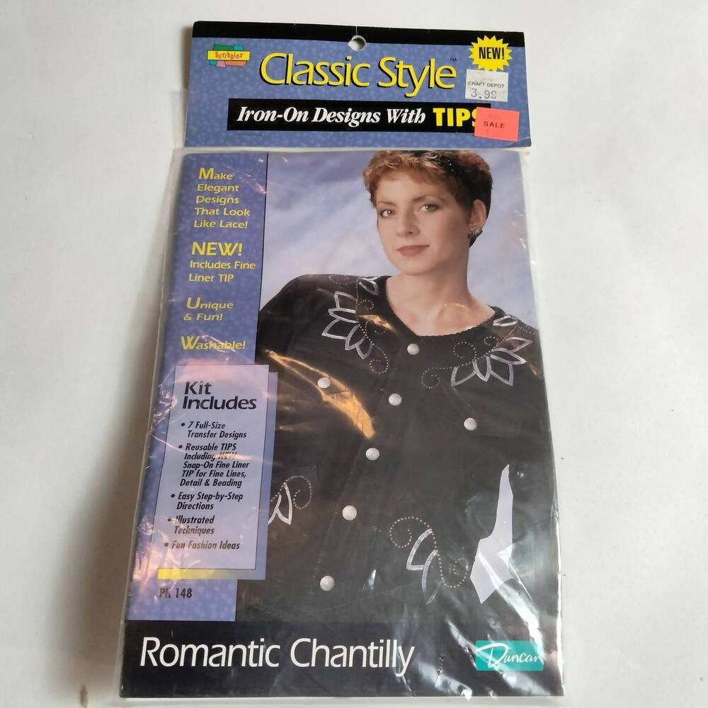 NOS Vtg 80s 90s Classic Style Iron On Transfer Design Romantic Chantilly Lace
